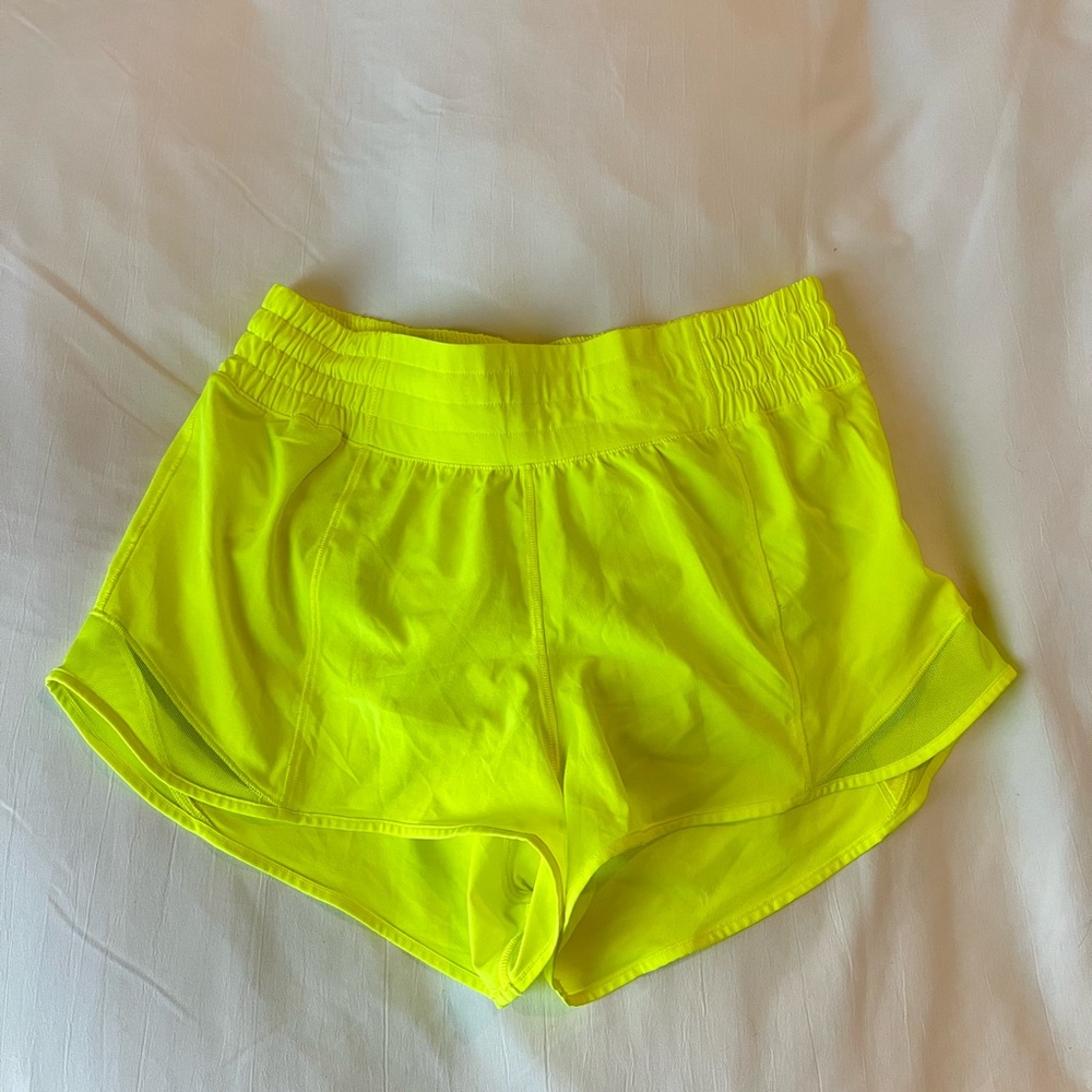 Neon Yellow Lululemon Hotty Hot Shorts - Picture 2 of 5